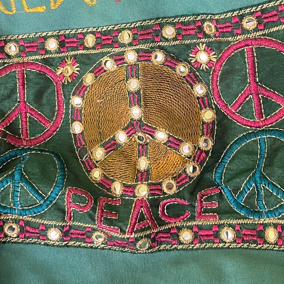 New York Boho Bag Peace Sign Crossbody Bag Hippie bag Top Zipper Made in India - Picture 2 of 6
